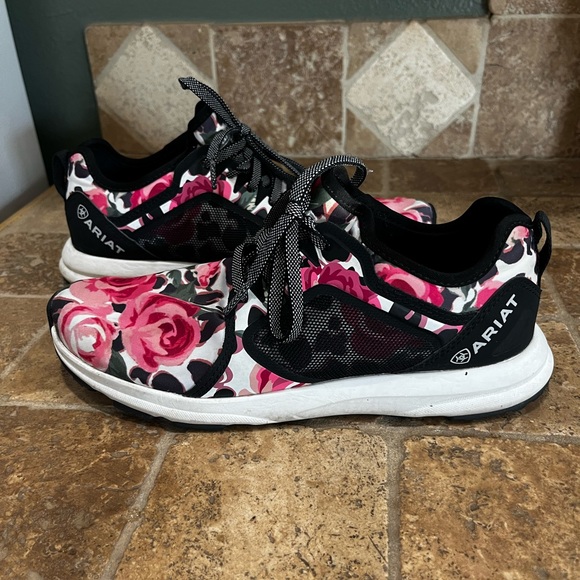 Ariat Women's Black and Pink Floral Sneakers - Picture 3 of 6